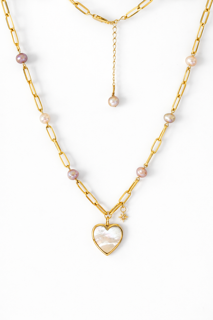 Collier Offset de Maeva coeur nacré