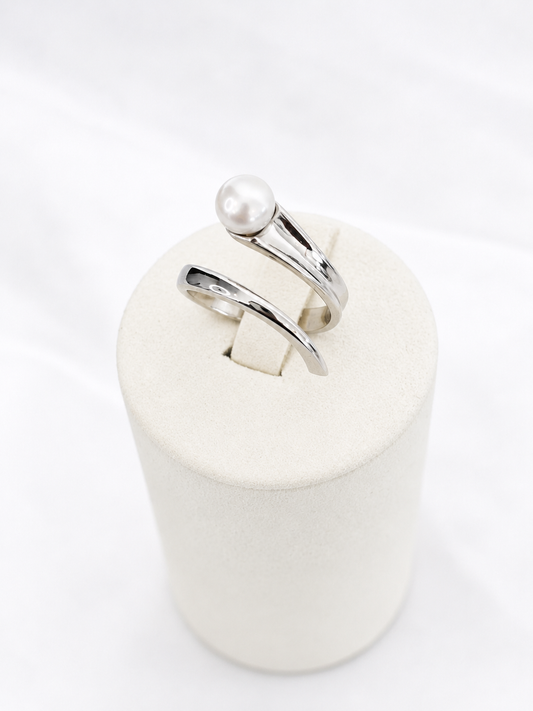 OFFSET Bague platiné perle